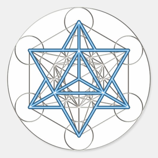 Metatrons Würfel -  Merkaba - Stern Tetraeder Ronde Sticker (Voorkant)