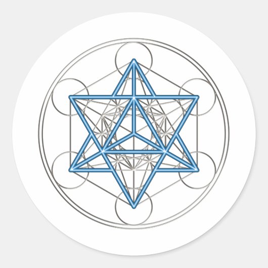Metatrons Würfel - Merkaba - Stern Tetraeder Ronde Sticker (Voorkant)
