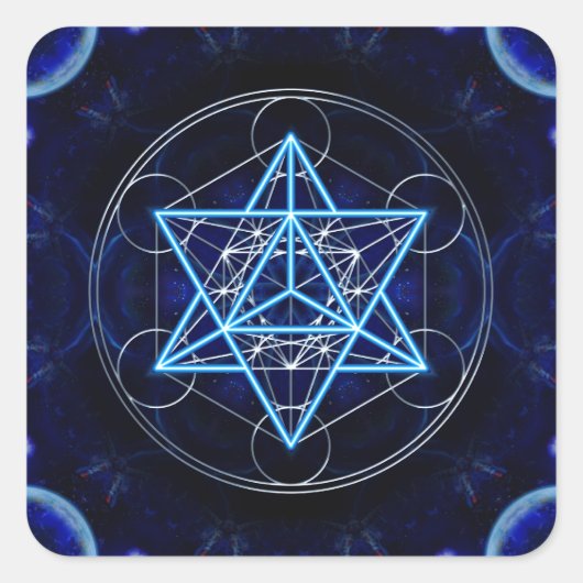 Metatrons Würfel -  Merkaba - Stern Tetraeder Vierkante Sticker (Voorkant)