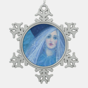 Metelitsa Sneeuwmeisje Snegurochka-kerstengel Tin Sneeuwvlok Ornament