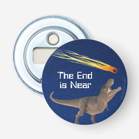 Meteor Dinosaur End is bijna een ramp Button Flesopener (Voorkant)