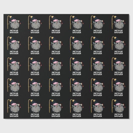 Meteor Shower Funny Science Pun Dark BG Cadeaupapier (Vlak)