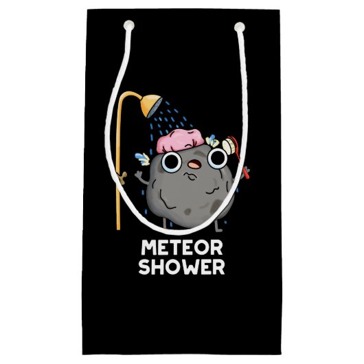 Meteor Shower Funny Science Pun Dark BG Klein Cadeauzakje (Voorkant)