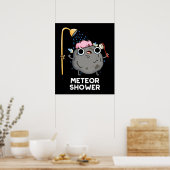 Meteor Shower Funny Science Pun Dark BG Poster (Keuken)