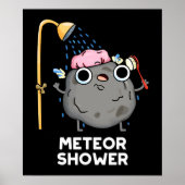 Meteor Shower Funny Science Pun Dark BG Poster (Voorkant)