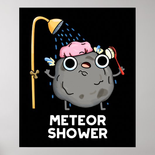 Meteor Shower Funny Science Pun Dark BG Poster (Voorkant)