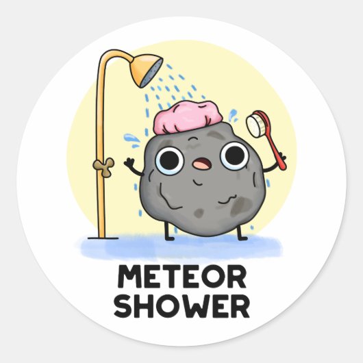 Meteor Shower Funny Science Pun Ronde Sticker (Voorkant)