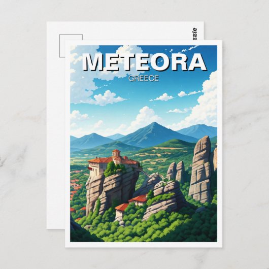 Meteora Griekenland Reizen Briefkaart (Voorkant / Achterkant)