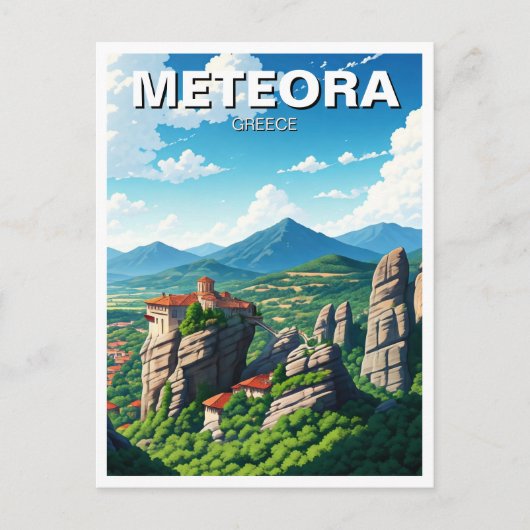 Meteora Griekenland Reizen Briefkaart (Voorkant)