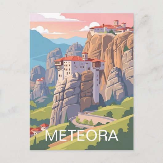 Meteora Griekenland Reizen Briefkaart (Voorkant)