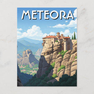 Meteora Griekenland Reizen Landschap vintage Briefkaart