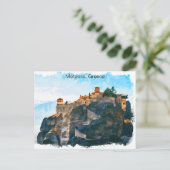 Meteora Griekenland Waterverf Reizen Briefkaart (Staand voorkant)