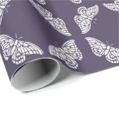 Meteorite-Paars en ambachtelijke Butterflies Cadeaupapier (Rol Hoek)