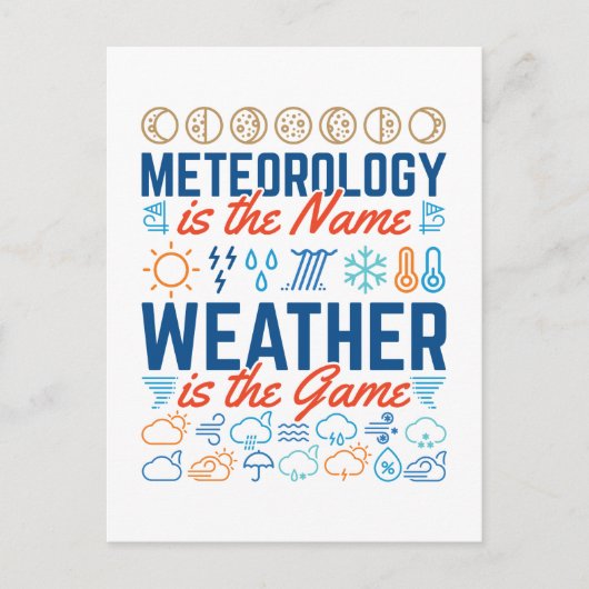 Meteorologie is het naamweer het spel briefkaart (Voorkant)