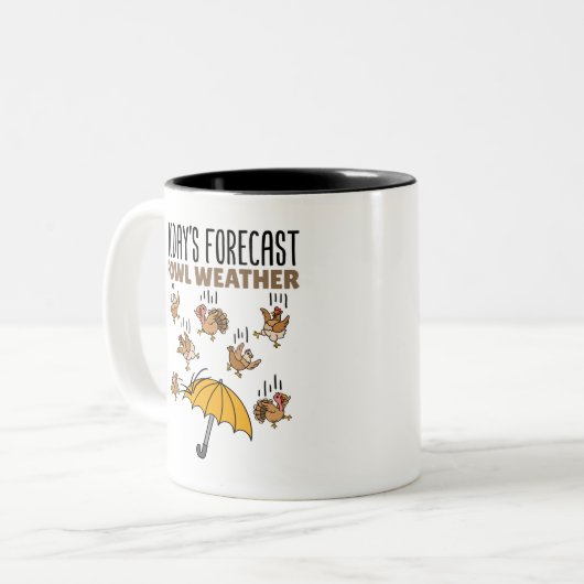 Meteorologie van de voorspelde wervelwind van vand tweekleurige koffiemok (Voorkant links)