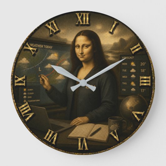Meteorologist Funny Mona Lisa Weather Forecaster Grote Klok (Voorkant)