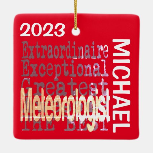 Meteoroloog Extraordinaire CUSTOM Keramisch Ornament (Achterkant)