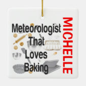 Meteoroloog houdt van bakken OP MAAT Keramisch Ornament (Achterkant)