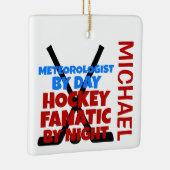 Meteoroloog houdt van hockey CUSTOM Keramisch Ornament (Rechts)