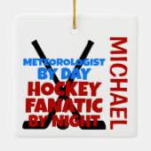 Meteoroloog houdt van hockey CUSTOM Keramisch Ornament (Achterkant)
