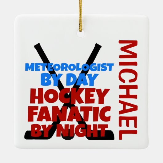 Meteoroloog houdt van hockey CUSTOM Keramisch Ornament (Achterkant)
