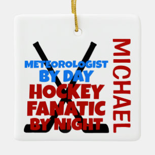 Meteoroloog houdt van hockey CUSTOM Keramisch Ornament