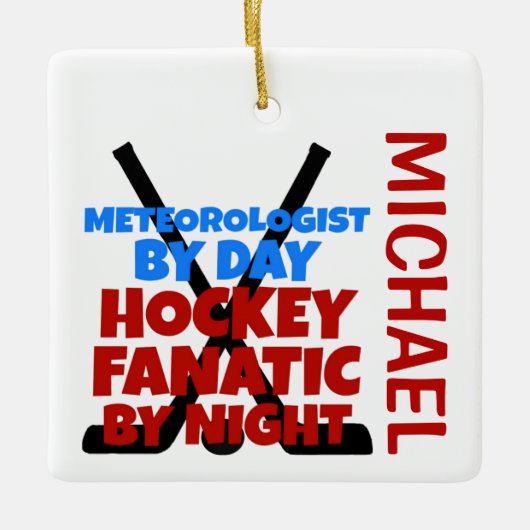 Meteoroloog houdt van hockey CUSTOM Keramisch Ornament (Voorkant)