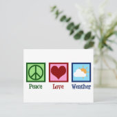 Meteoroloog Peace Love Weather Briefkaart (Staand voorkant)