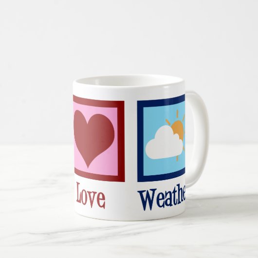 Meteoroloog Peace Love Weather Koffiemok (Voorkant rechts)