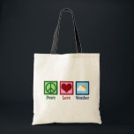 Meteoroloog Peace Love Weather Tote Bag<br><div class="desc">Peace Love Weather - Cute Meteorology Gift. Een coole meteorologe vormgeving voor een weersmens die van regen of schijn houdt.</div>