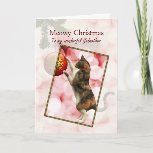 Meter, Kerstmis Meowy Feestdagen Kaart (Voorkant)