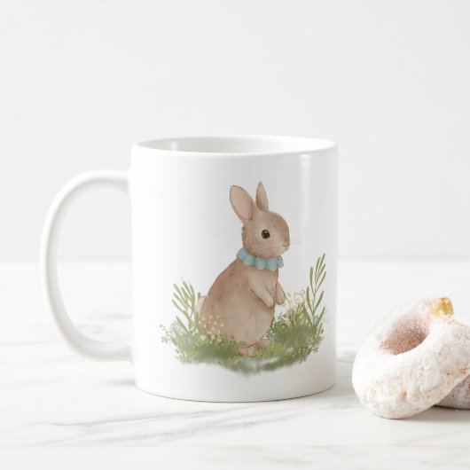  meterkonijn met bloemen KoffieMok (Met donut)