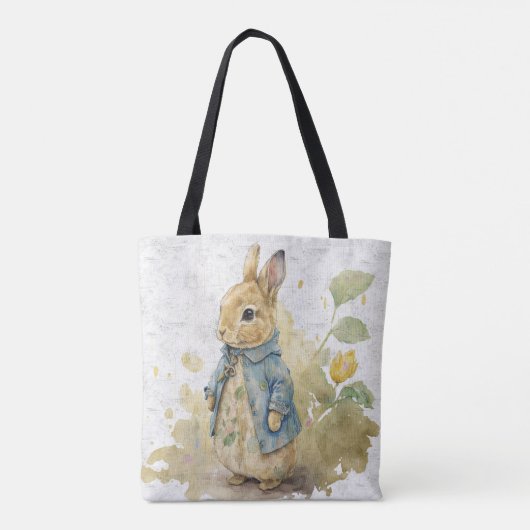  meterkonijn met bloemen tote bag (Achterkant)