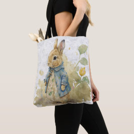 meterkonijn met bloemen tote bag
