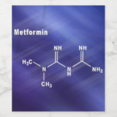 Metformin diabetes drug, Structural chemical formu Wijn Etiket (Enkel label)