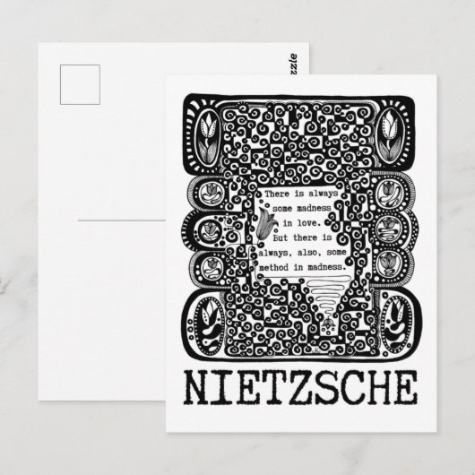 methode in de MADNESS-filosofie, citaat van Nietzs Briefkaart (Voorkant / Achterkant)