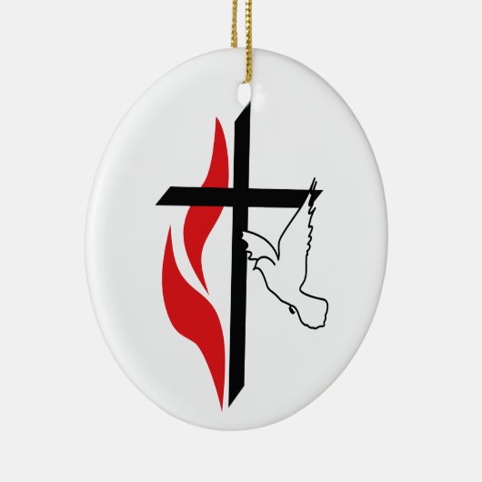 Methodist cross en Dove Keramisch Ornament (Rechts)
