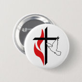 Methodist cross en Dove Ronde Button 5,7 Cm (Voorkant /achterkant)