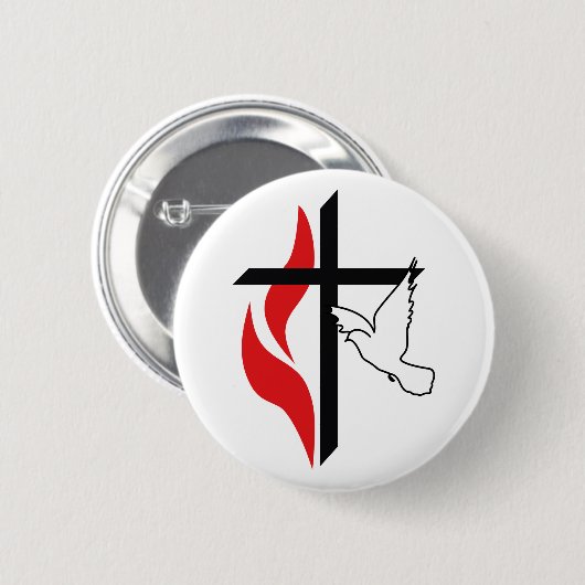 Methodist cross en Dove Ronde Button 5,7 Cm (Voorkant /achterkant)