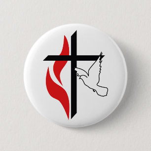 Methodist cross en Dove Ronde Button 5,7 Cm