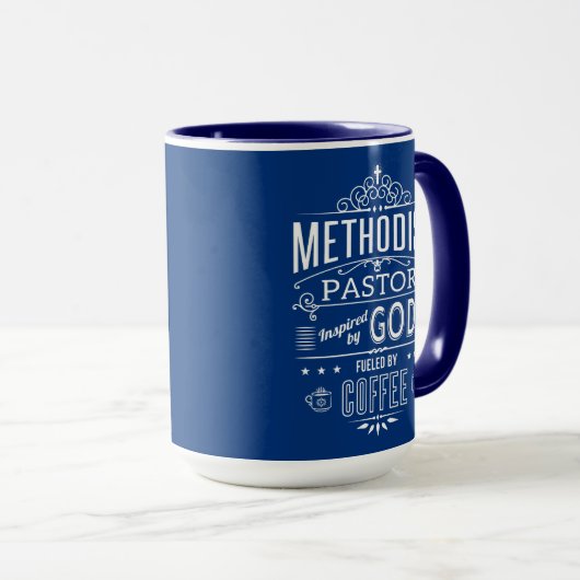 Methodist Pastor, geïnspireerd door God en Koffie Mok (Voorkant rechts)