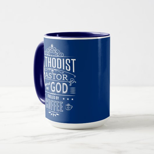 Methodist Pastor, geïnspireerd door God en Koffie Mok (Voorkant links)