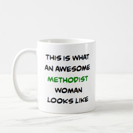 methodistische vrouw, geweldig koffiemok (Links)