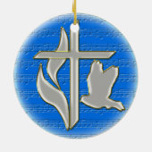 Methodistkruis met duif keramisch ornament (Achterkant)