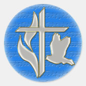 Methodistkruis met duif ronde sticker (Voorkant)