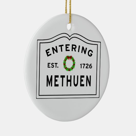 Methuen, MA Holiday Wreath Ceramic Ornament (Rechts)