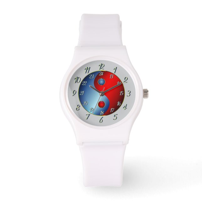 Meticulous White Yin Yang Horloge (Voorkant)