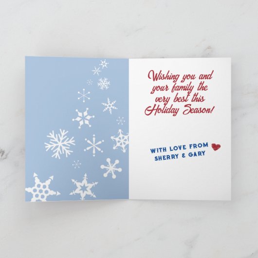 Meting met bekertje voor het gieten van sneeuwvlok feestdagen kaart (Binnen)