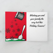 Meting met bekertje voor het gieten van sneeuwvlok feestdagen kaart (Binnen)