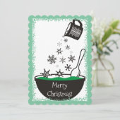 Meting met bekertje voor het gieten van sneeuwvlok feestdagenkaart (Staand voorkant)